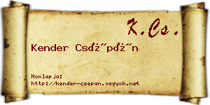 Kender Csépán névjegykártya
